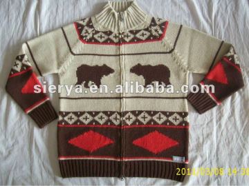 men's intarsia jacquard cardigan sweater