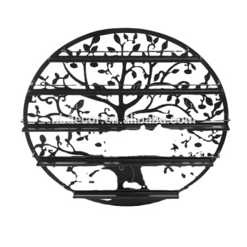 Black Round Metal Tree Design Wall-Mounted 5-Tier Nail Polish Organizer Rack