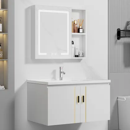 Modern PVC Bathroom Cabinet Combination with Wash Basin for Hotels