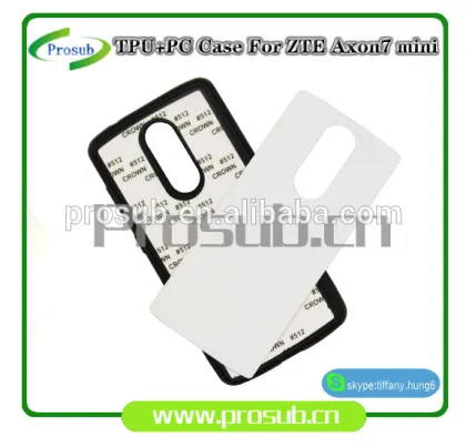 2d sublimation heat transfer PC +TPU silicon blank cell phone case with metal sheet for Prosub-ZTE Axon7 mini