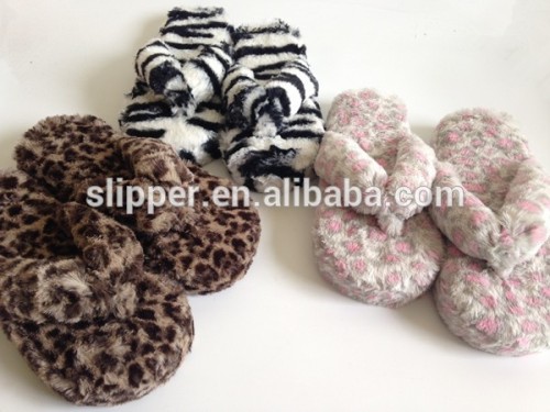 2016 new ladies sexy animal pattern plush indoor slipper flip flops