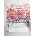 Bakstenen muur wandtapijt Roze stenen wandtapijt Wandkleed Polyester Print voor woonkamer Slaapkamer Thuis Dorm Decor