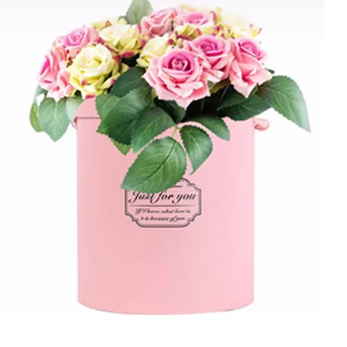 Cardboard Luxury Pink Cylindrical Flower Box