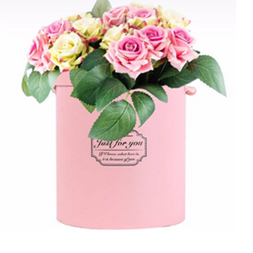 Cardboard Luxury Pink Cylindrical Flower Box 