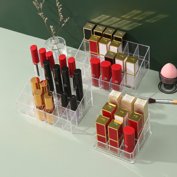 9/24/36/40 Grid Plastic Desktop Lipstick Organizer: Clear Lipstick Holder and Cosmetic Storage Box