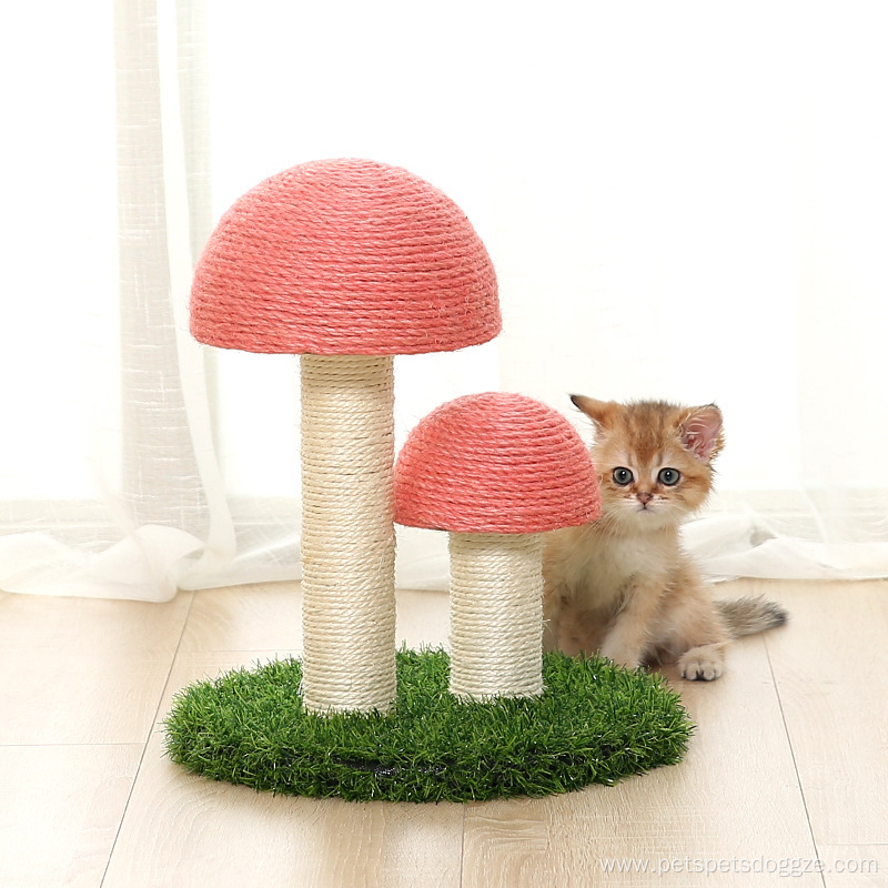 Natural Flax Mushroom Simulation Lawn Cat Scratcher Toy