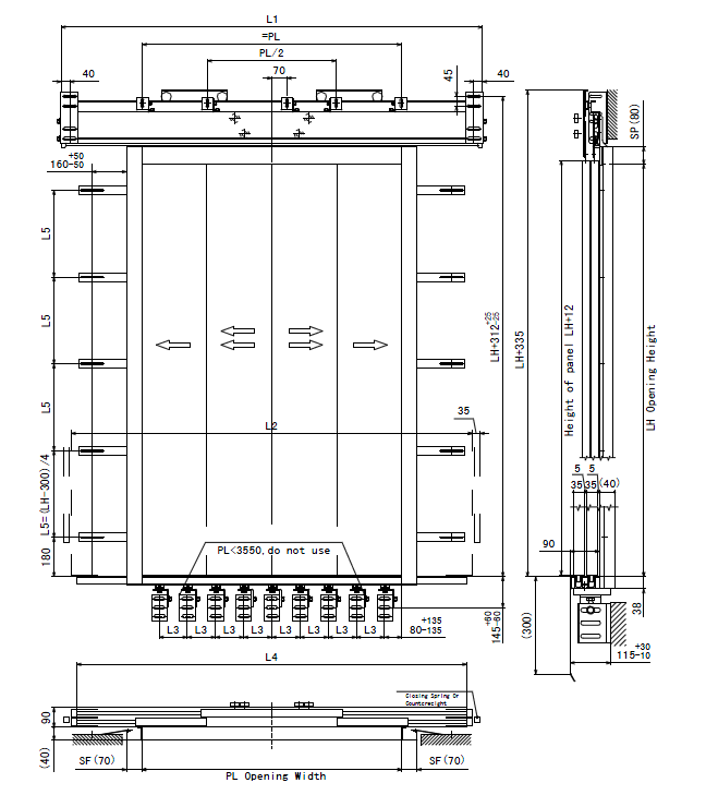 Four Panels Centre Opening Landing Door( PL more than 3200)-drawing