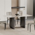 Sleek Slate and Titanium Dining Table