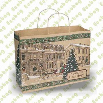 Kraft Paper Bag, Eco-friendly and 50% Recycled, Customers Designs and Logos are Welcome