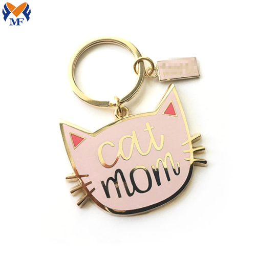 Metal Custom Cat Paw Mom Enamel Keychain