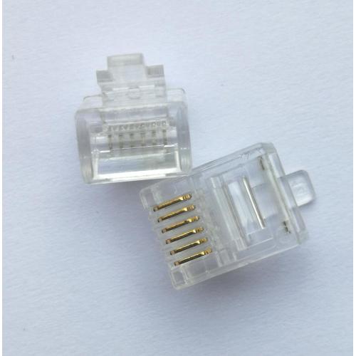 Đầu nối 6P6c Đầu cắm điện thoại Đầu nối RJ11 6P6C Đầu pha lê Mạ vàng 3U