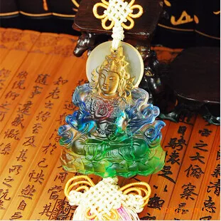 Liuli Car Crystal Ornaments------Colered Glaze Green Tara