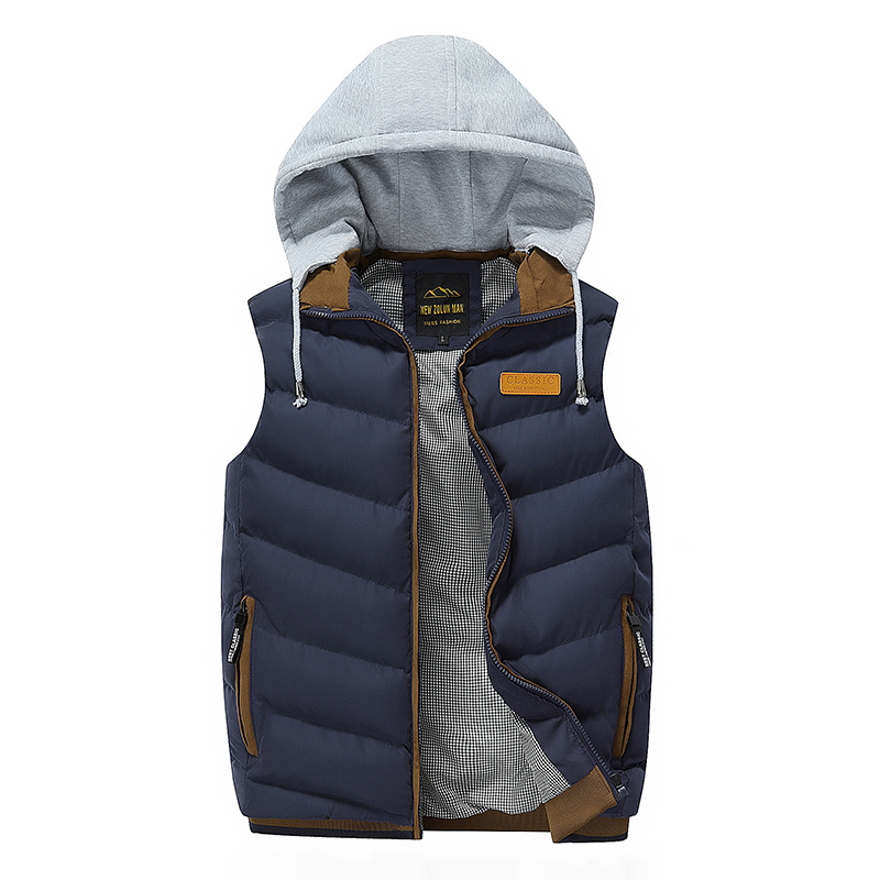 Men Jackets Sleeveless 2020 Winter Men's Warm Down Hooded Vest Male Cotton Thick Warm Waistcoat Fleece Thermal Soft Vests Men