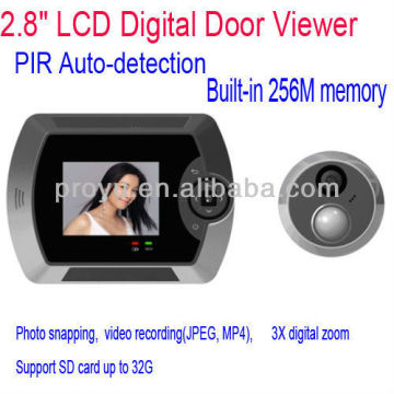 Motion Detection 2.8 inch Digital Door Peephole Viewer With Video Camera & Clear Night Vision PY-V516