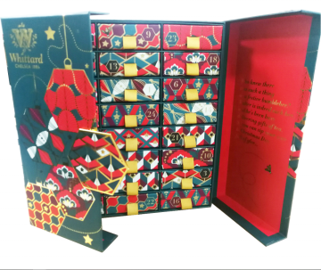 Scatola di imballaggio del calendario dell'avvento con cassetti da tè da 24 pezzi