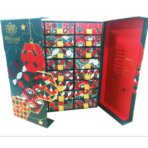 Advent calendar packaging box with 24pcs tea drawers