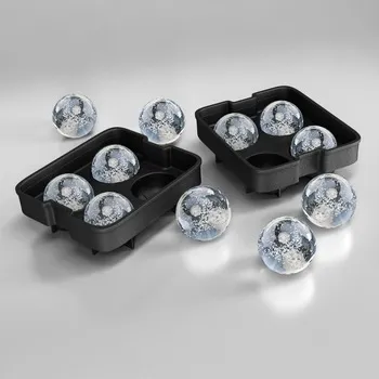 Novelty Food-Grade Silicone Ice Mold Tray With 4 X 4.5cm Ball Capacity