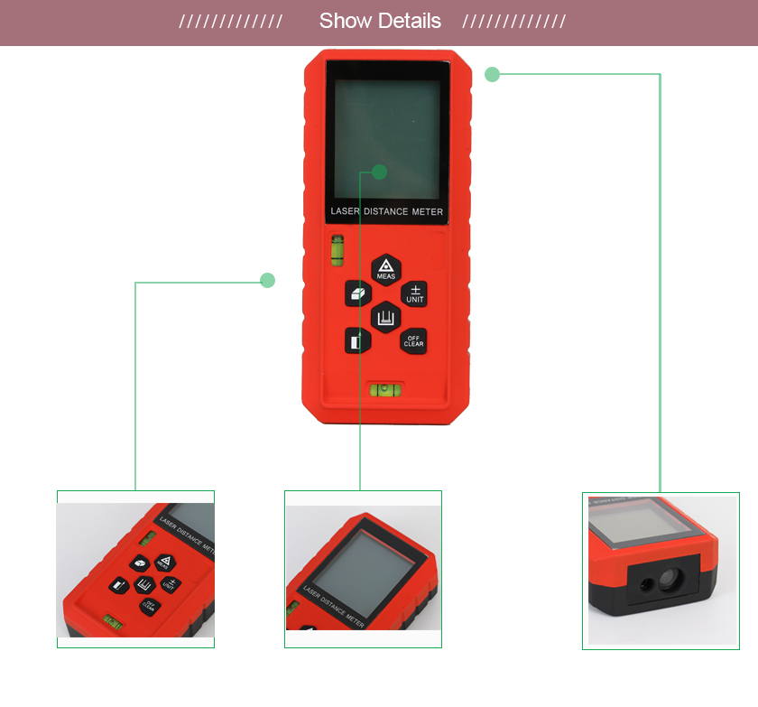 Product details split for IP54 Electrical Laser Distance Meter 50M