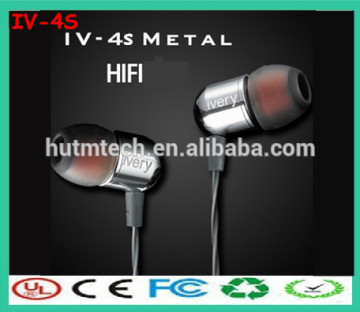 Mini In ear Headphone Ivery Metal Earphone With MIcrophone factory supply