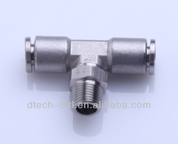 stainless steel pneumatic push in fittings, Branch Tee type,BSPT thread