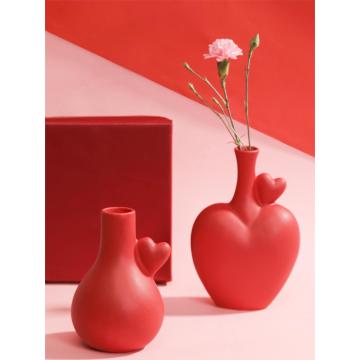 Red Heart Ceramic Vase