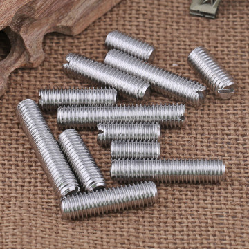 High Quantity M4x10mm Slotted Set Screws in Plain Stainless Steel 304: Quick 24/7 Online Purchase with DIN Cartons and Plastic Bags