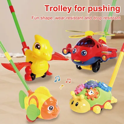 Plastic Cartoon Dinosaur Airplane Design Hand Pull Walker Toys for Children