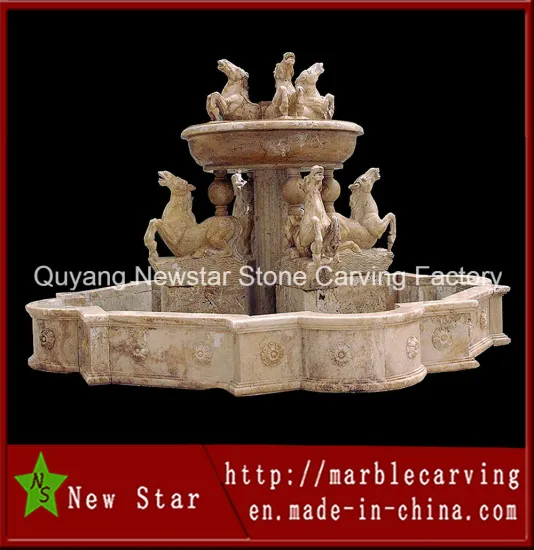 Granite Sculpture Stone Fountain with Horse for Garden Home Decoretion