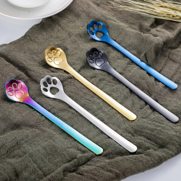 Titanium emas dan keluli tahan karat Mini Cat Paw Coffee Set Coffee