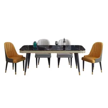 Light Luxury Modern Small Family Rectangular Marble Dining Table and Chair Combination