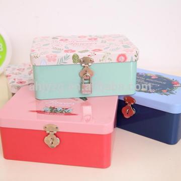 locked metal food storage container with hinge
