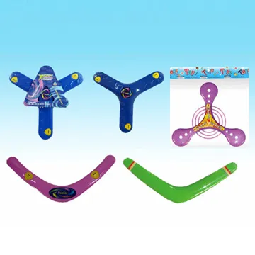 plastic boomerang and frisbee