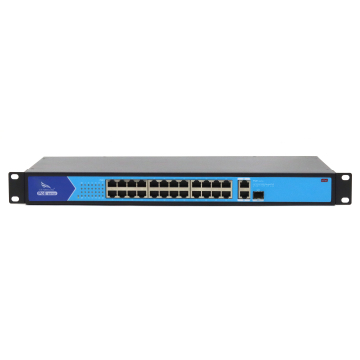 Manufacturer's 24+2+1 Gigabit Intelligent Rack PoE Switch with Automatic Detection