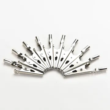 10 Pcs Ton Argent Mtal Isol Alligator Clip Crocodile Pinces 51mm