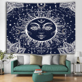 Sol Rosto Tapeçaria Tapeçaria Boêmio Boho Indiano Hippie Mandala Tapeçaria de parede Psicodélico Místico para Sala Quarto Dormitório