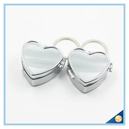 Heart Shape Tin Pill Box with Keychain