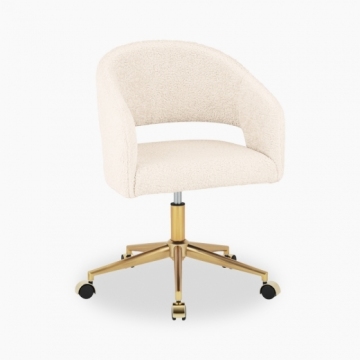 Lottie Home Office Chair Ivory White Velvet & Chrome