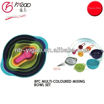 8PC multi-colored mixing bowl set