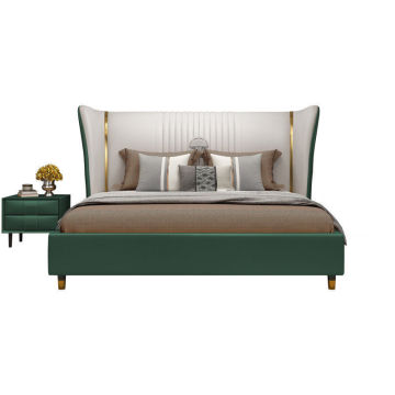 Modern Double King Size Luxury Bed with Genuine Leather for Home and Hotel