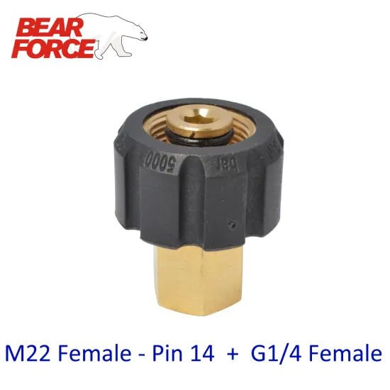 High Pressure Washer Car Washer Brass Connector Adapter M22 Female + G1/4 Female