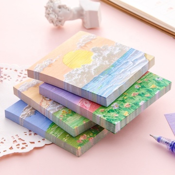 Cute Oil Painting Memo Pads - Sticky Notes for Home, School, and Office