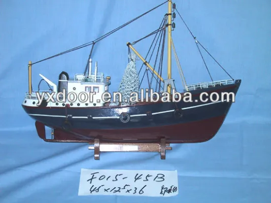dark red and black. Fishing ship model / 45cm length /wooden boat model