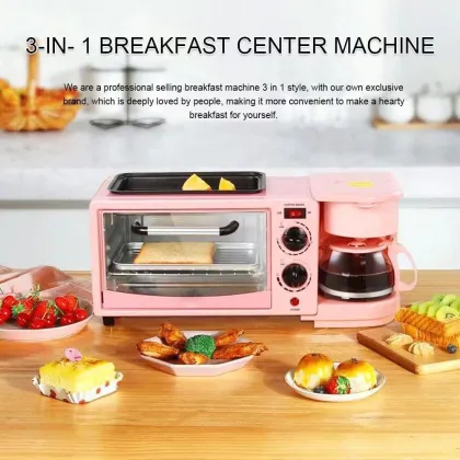 3-in-1 Electric Oven: Breakfast Maker with Coffee Maker & Toaster