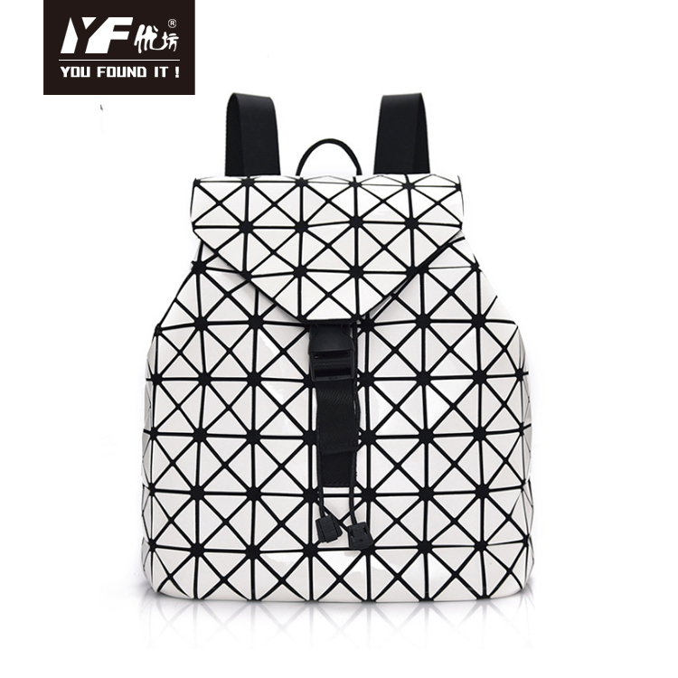 Mochila de mochila geométrica lingge moda couro para mulheres