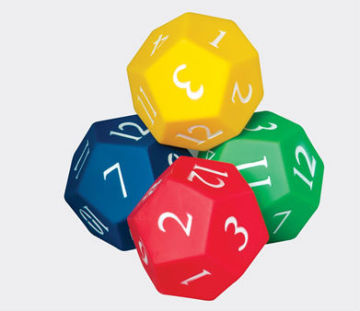 Colorful 12 sides polyhedral dice