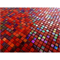 Red bathroom backsplash design Glass mosaic tiles