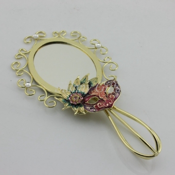 Shinny Gifts Fashion Gifts Hand Mirror with Handle Vintage Hand Mirror Gold