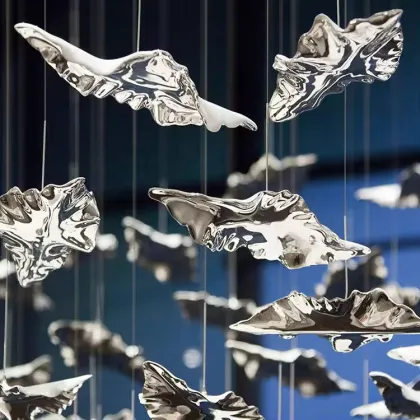 Modern Luxury Contemporary Large Indoor LED Ceramic Leaf Chandelier