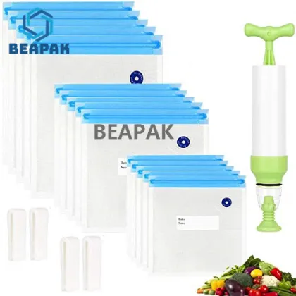 Eco-friendly TAILI 10PACK Storage Organizer Embossed Zip Lock Vacuum Bags