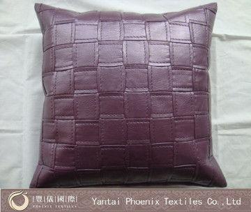 patchwork cushion cover, leather cushion cover, faux leather cushion,